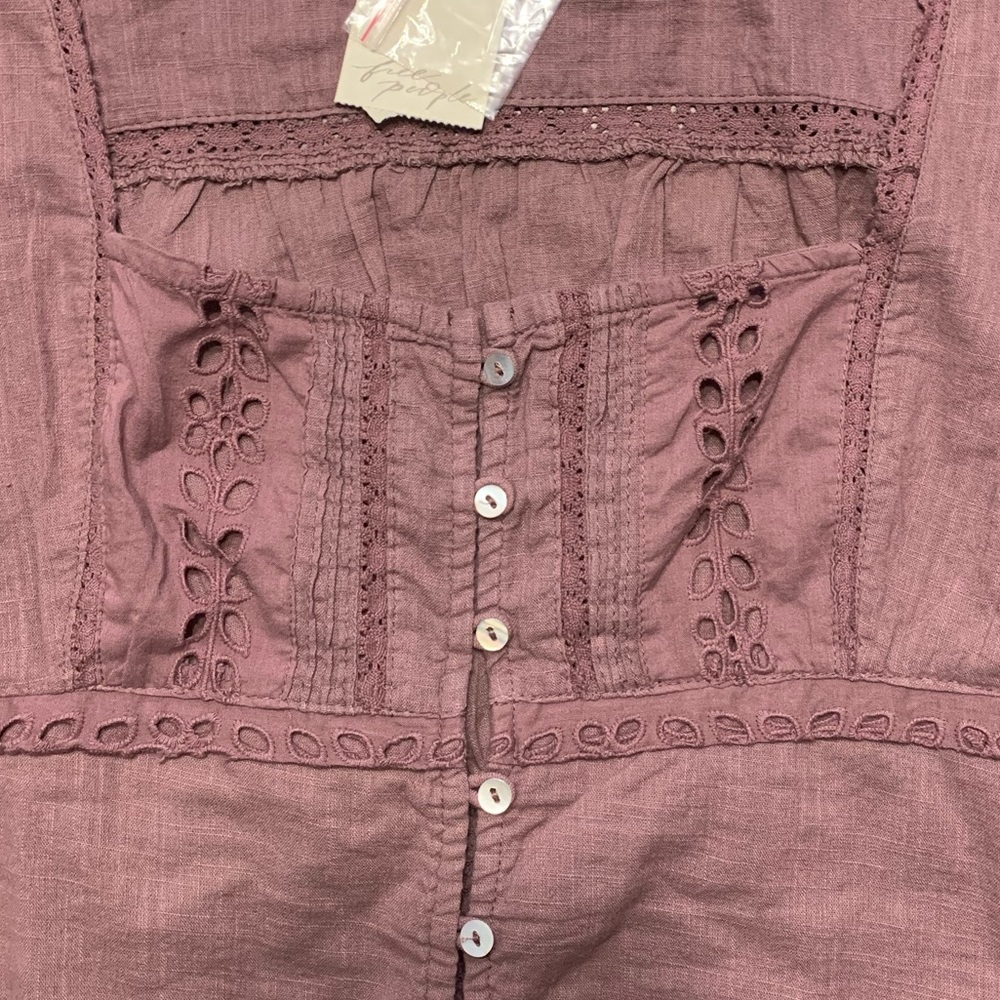Free People NWT purple long sleeve short cropped small shirt - Picture 3 of 9